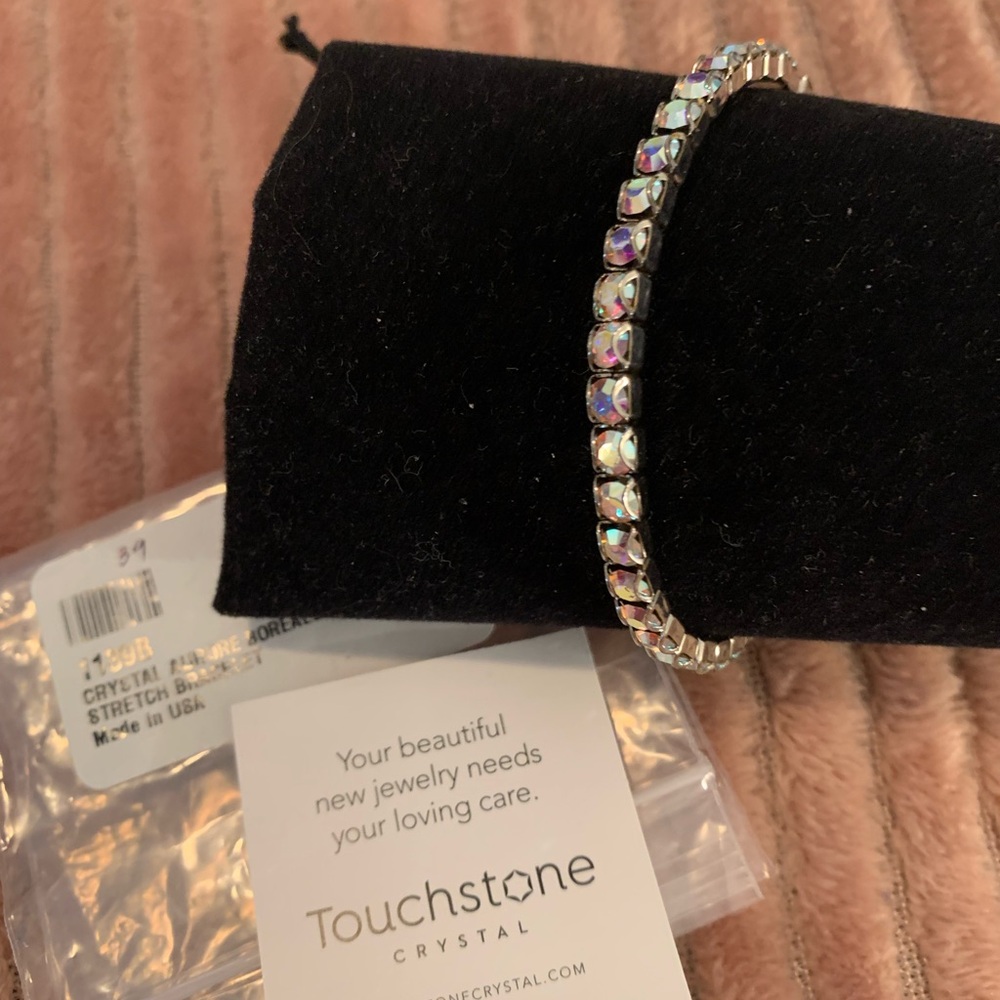 Touchstone Crystal Iridescent Stretch Bracelet with Silver-Tone Settings